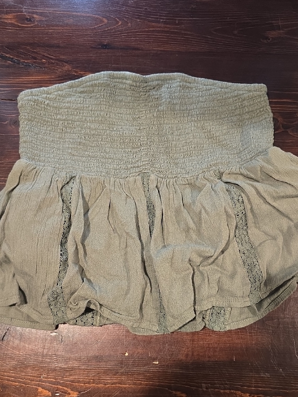 American Eagle Smocked Lace Trim Tube Top